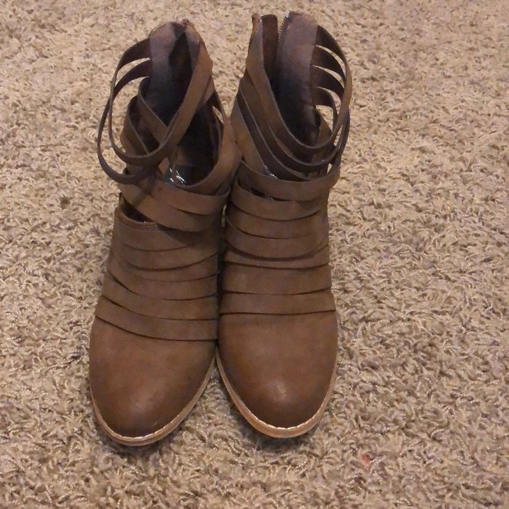 Brown leather boots